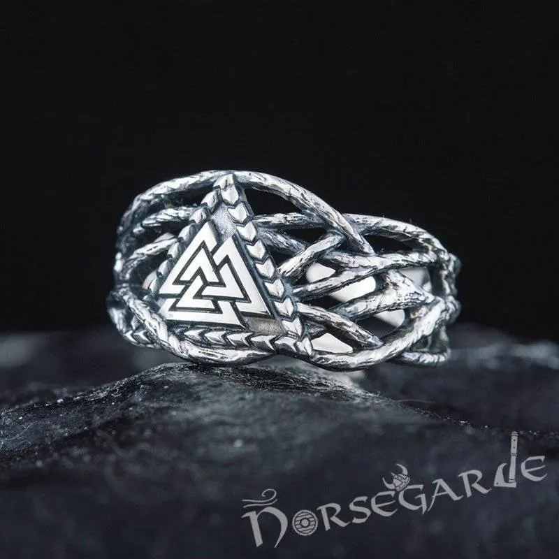 Handcrafted Brambles Valknut Band - Sterling Silver