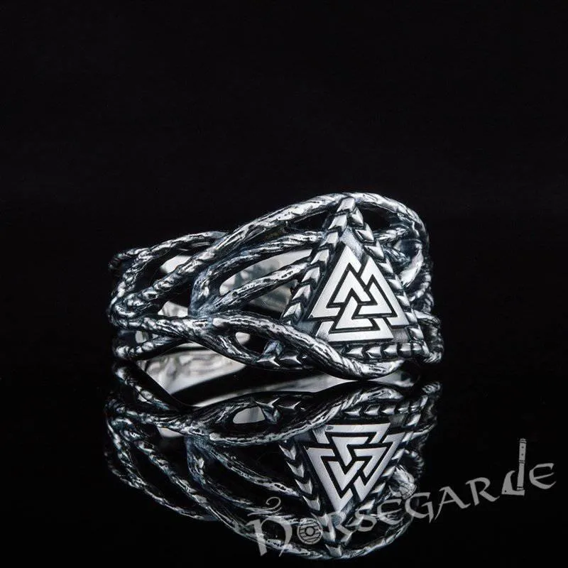 Handcrafted Brambles Valknut Band - Sterling Silver