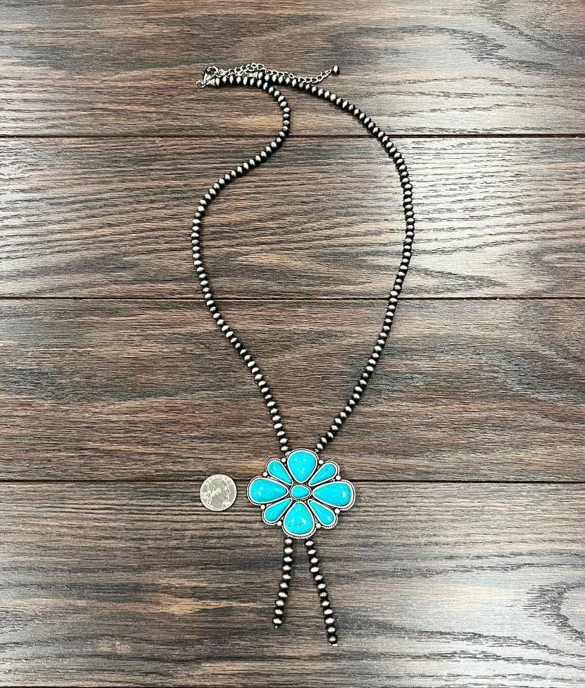 Handmade Navajo Bead Turquoise Necklace at Bourbon Cowgirl