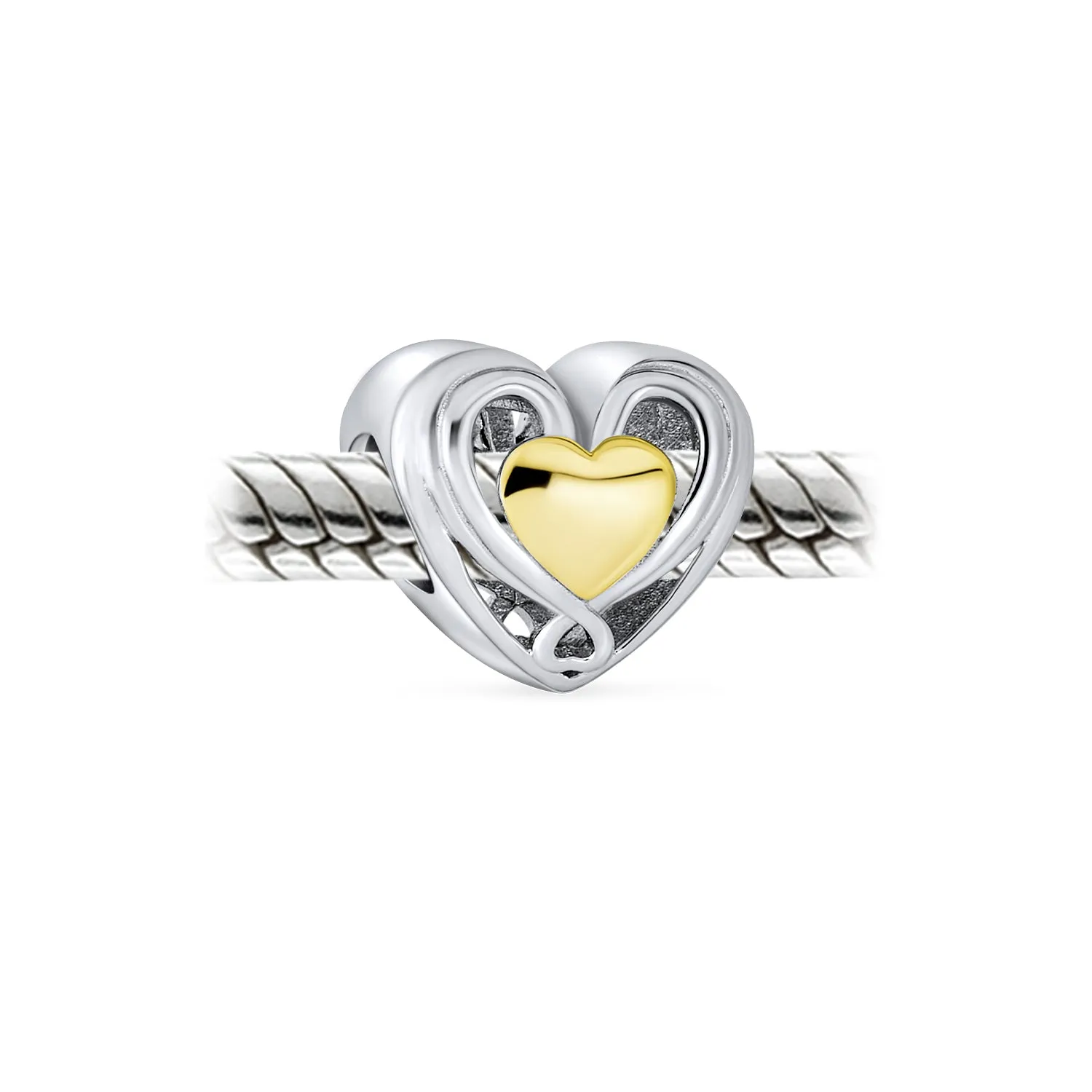 Heart Shape BFF Love Knot Monogram Letter Alphabet Initial Charm Bead