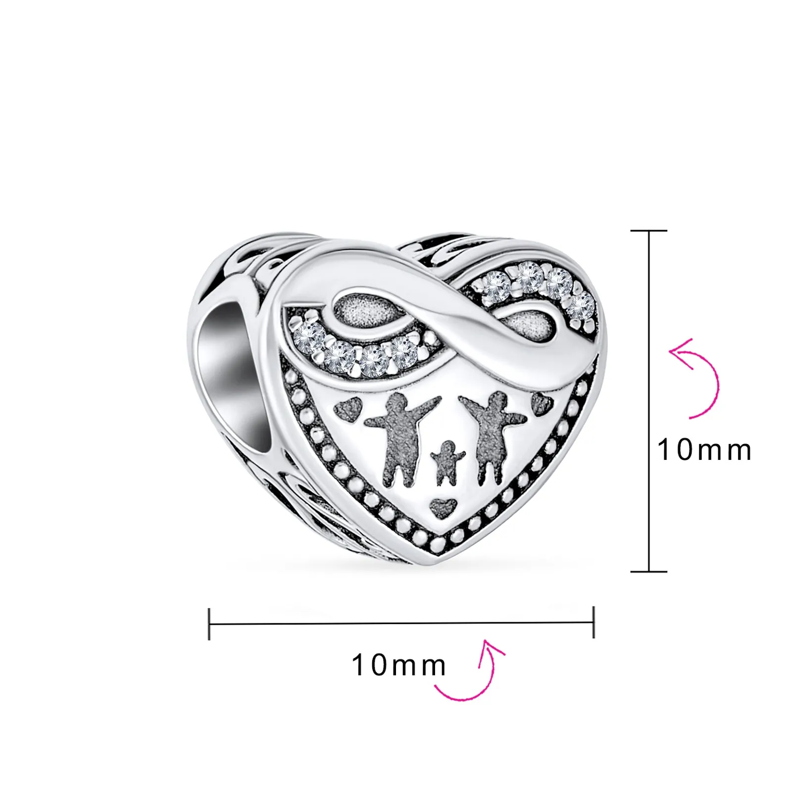 Heart Shape BFF Love Knot Monogram Letter Alphabet Initial Charm Bead