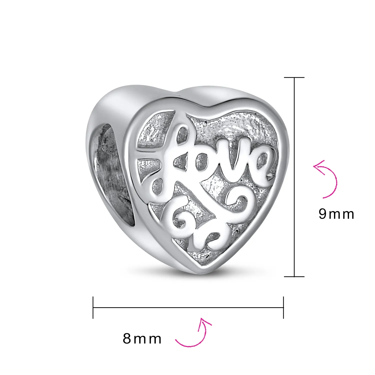 Heart Shape BFF Love Knot Monogram Letter Alphabet Initial Charm Bead