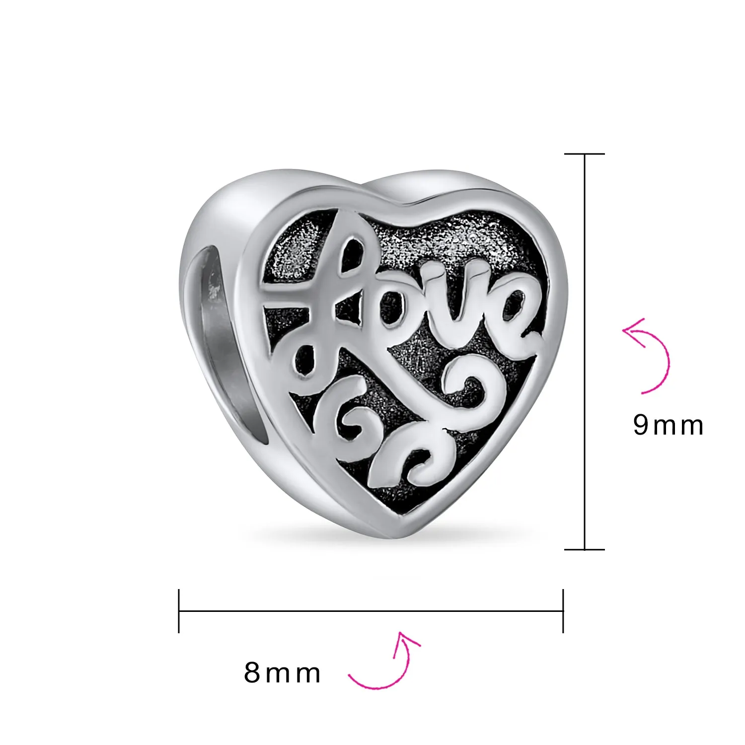 Heart Shape BFF Love Knot Monogram Letter Alphabet Initial Charm Bead