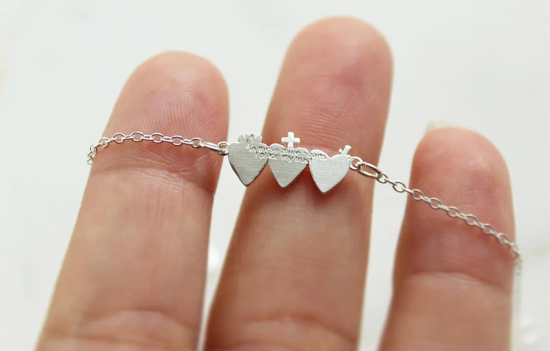 Holy Family Hearts® Bracelet in Sterling Silver