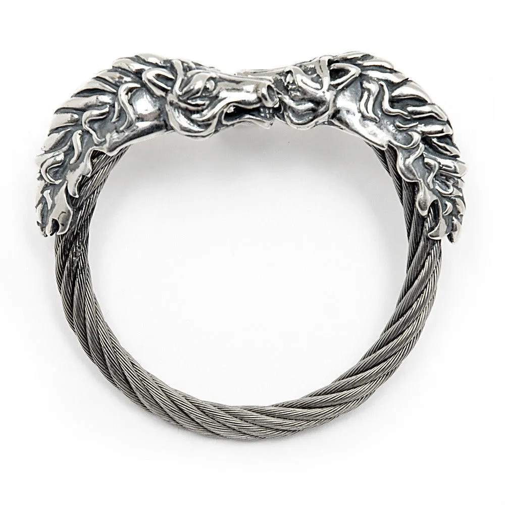 Horse Head Cable Bangle Bracelet