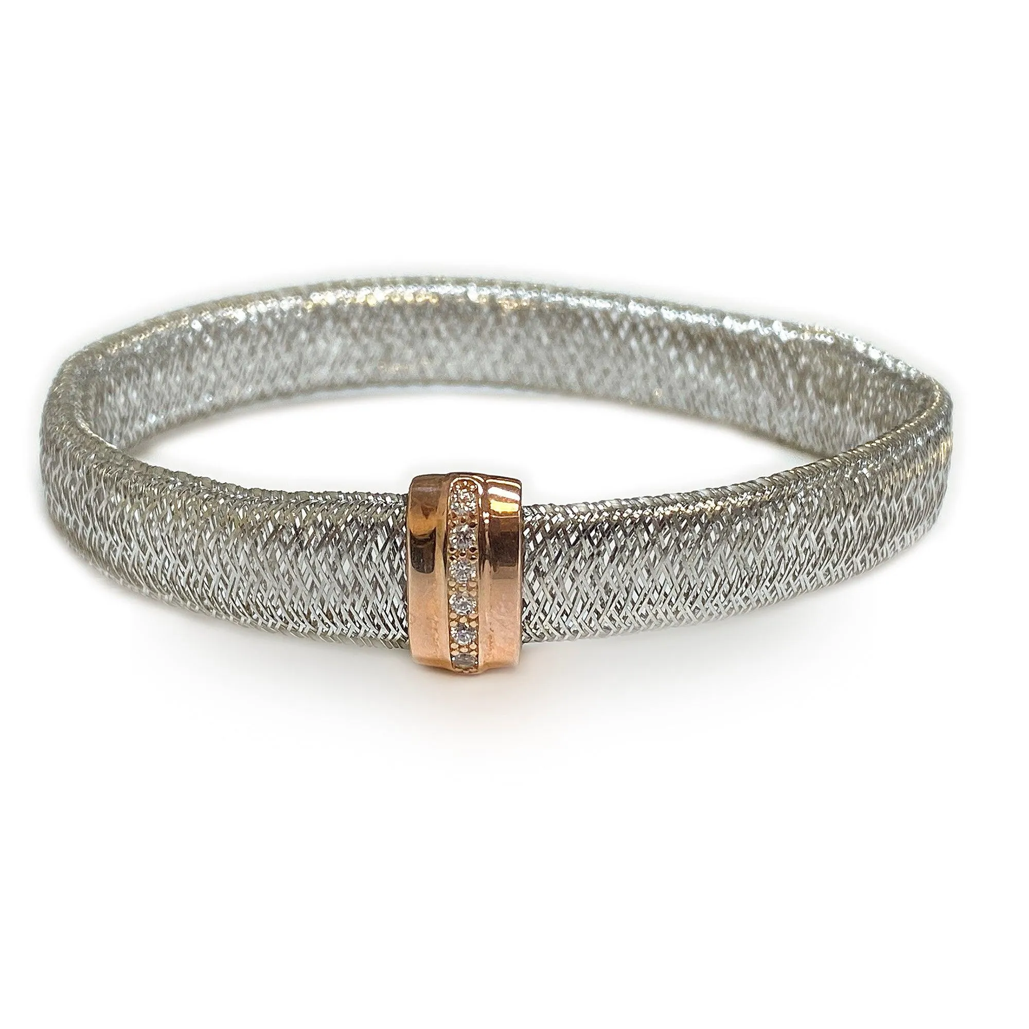 Italian Bracelet Silver Two-Color Mesh