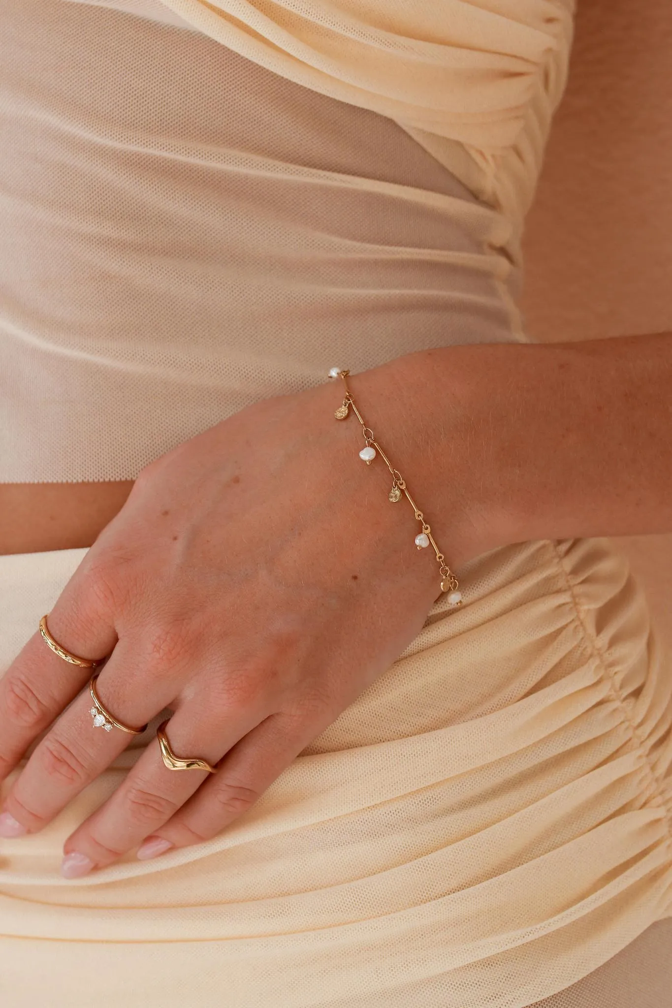 Jaymie - Stainless Steel Pearl Bracelet