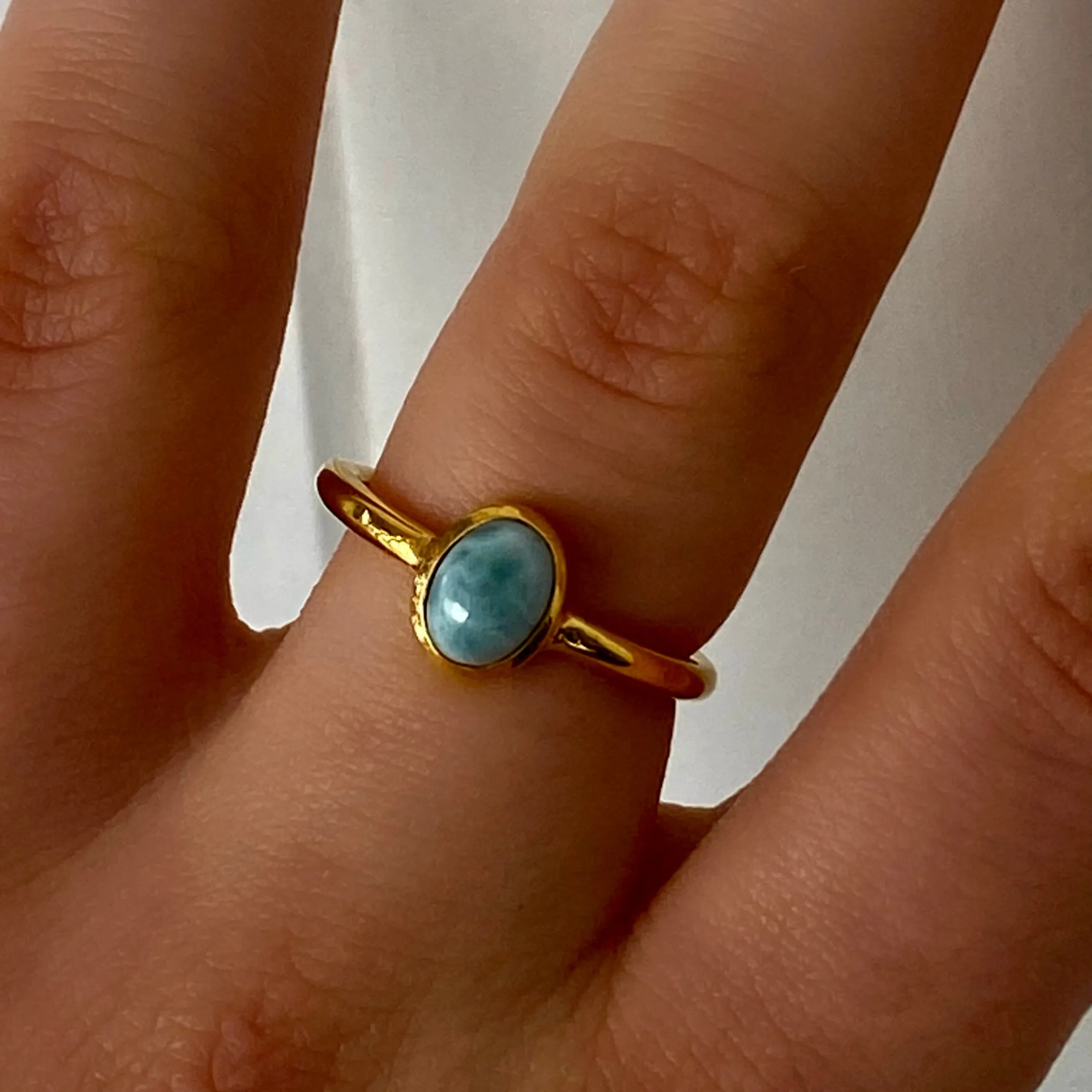 Larimar Stacker Ring Gold