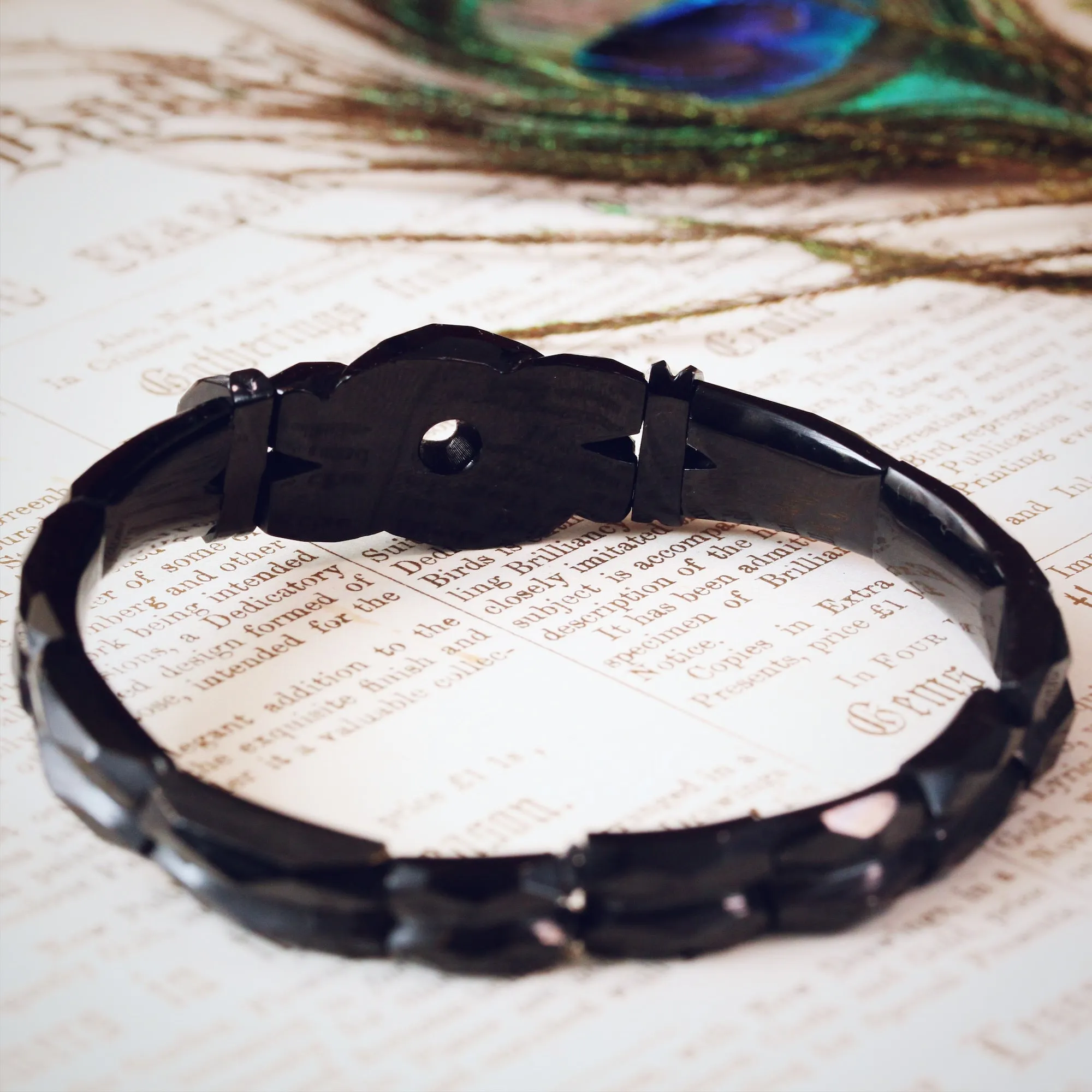 Matching Pair of Victorian Whitby Jet Snake Bracelets