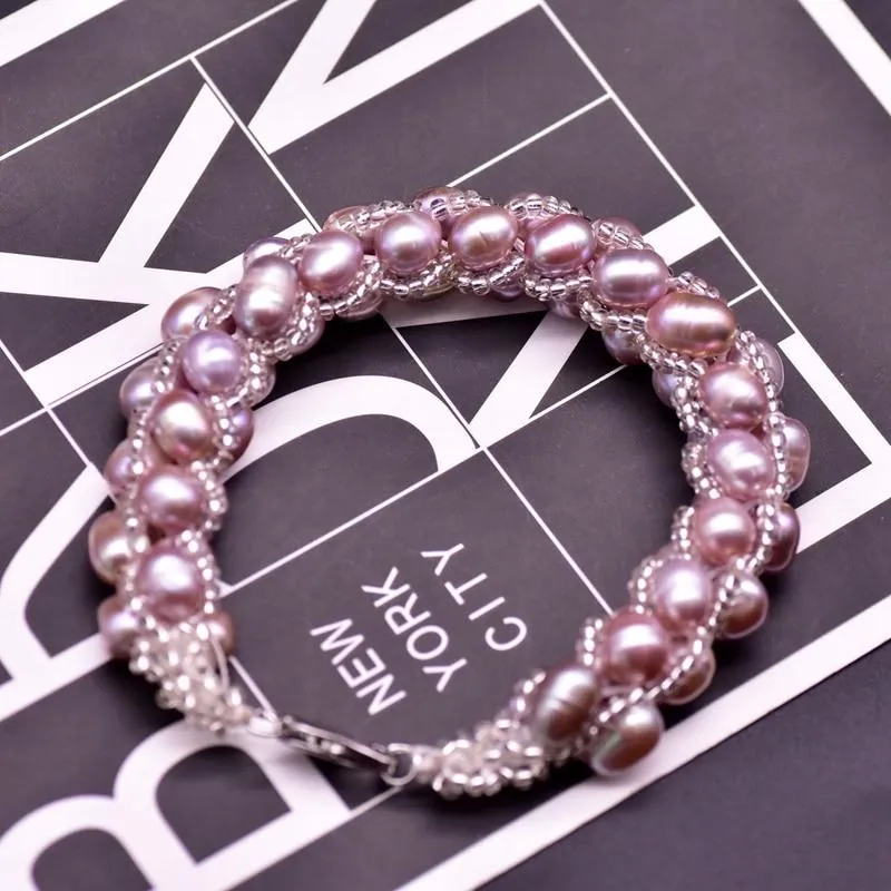 Minimalist Natural Purple Pearl Rope Bracelet For Women