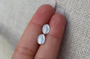 Miraculous Medal Earrings in Sterling Silver