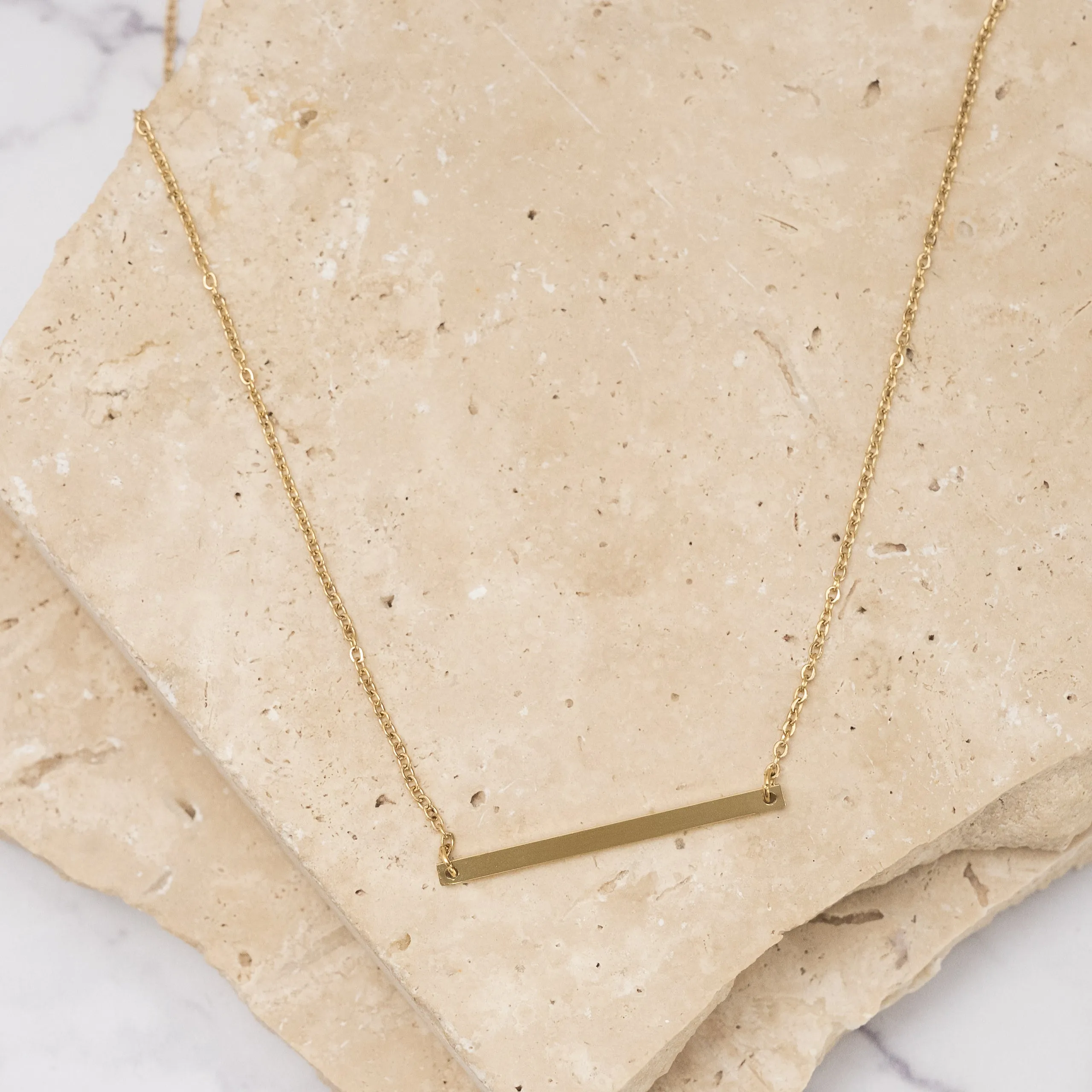 Nadia 14k gold plated bar necklace