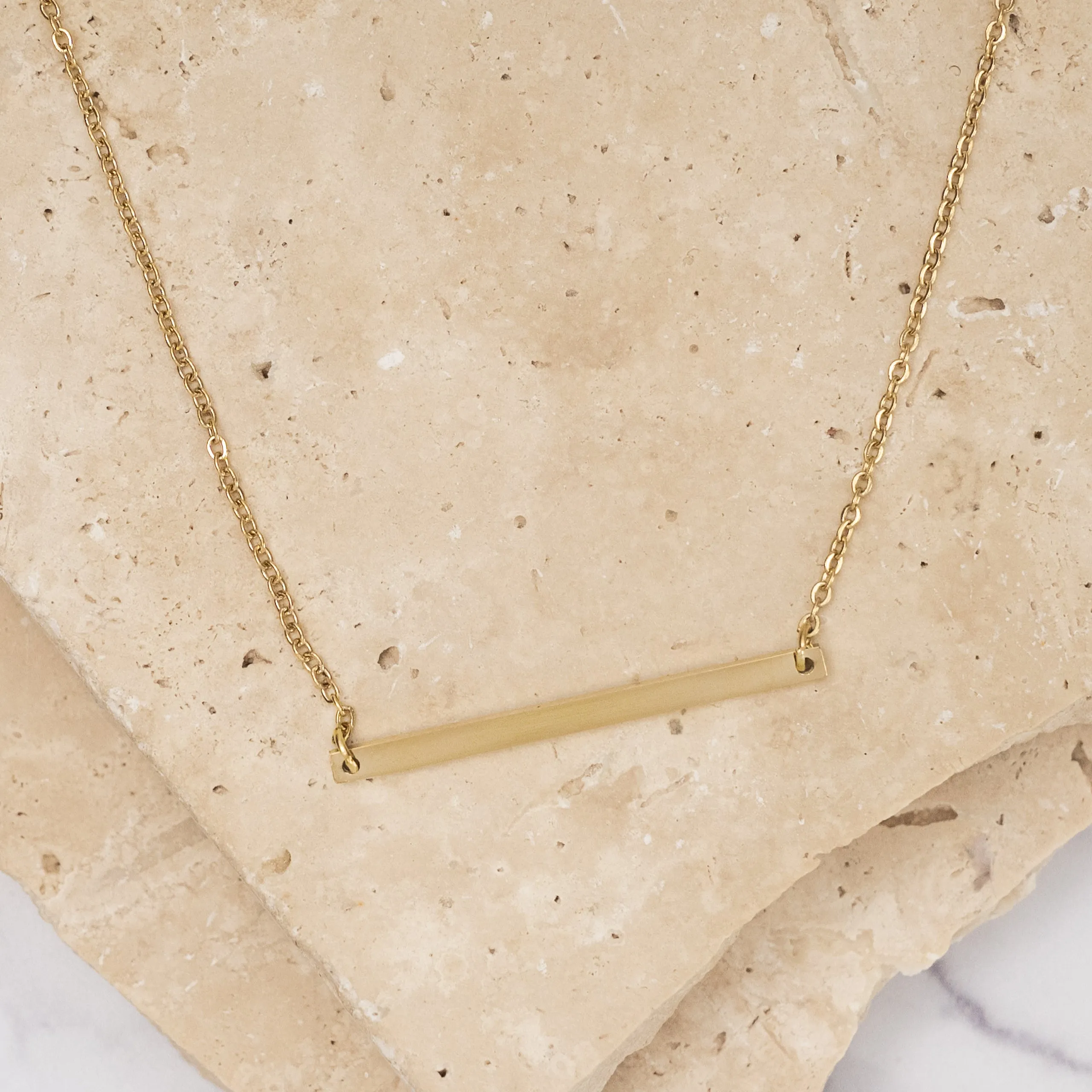 Nadia 14k gold plated bar necklace