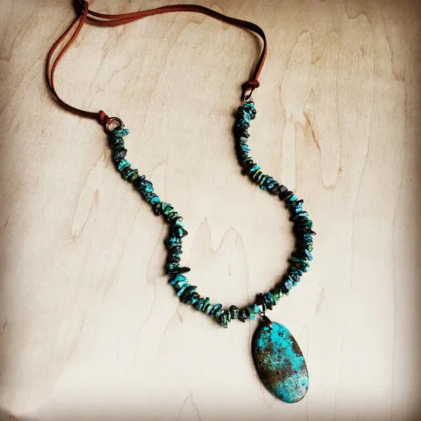 Natural Turquoise Chunky Necklace with Large Natural Pendant