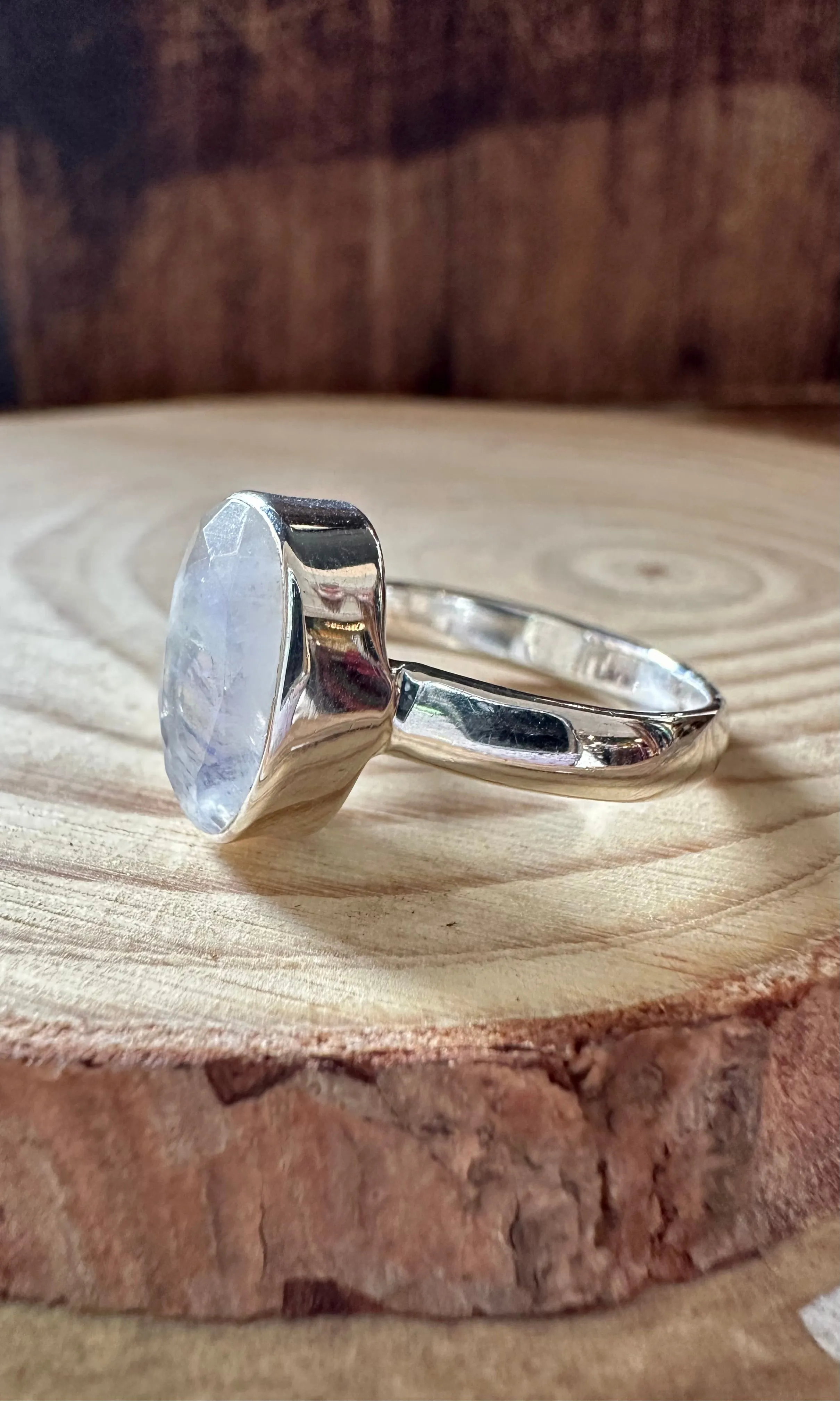 NEPTUNE MOONSTONE Sterling Silver Ring • Size 7