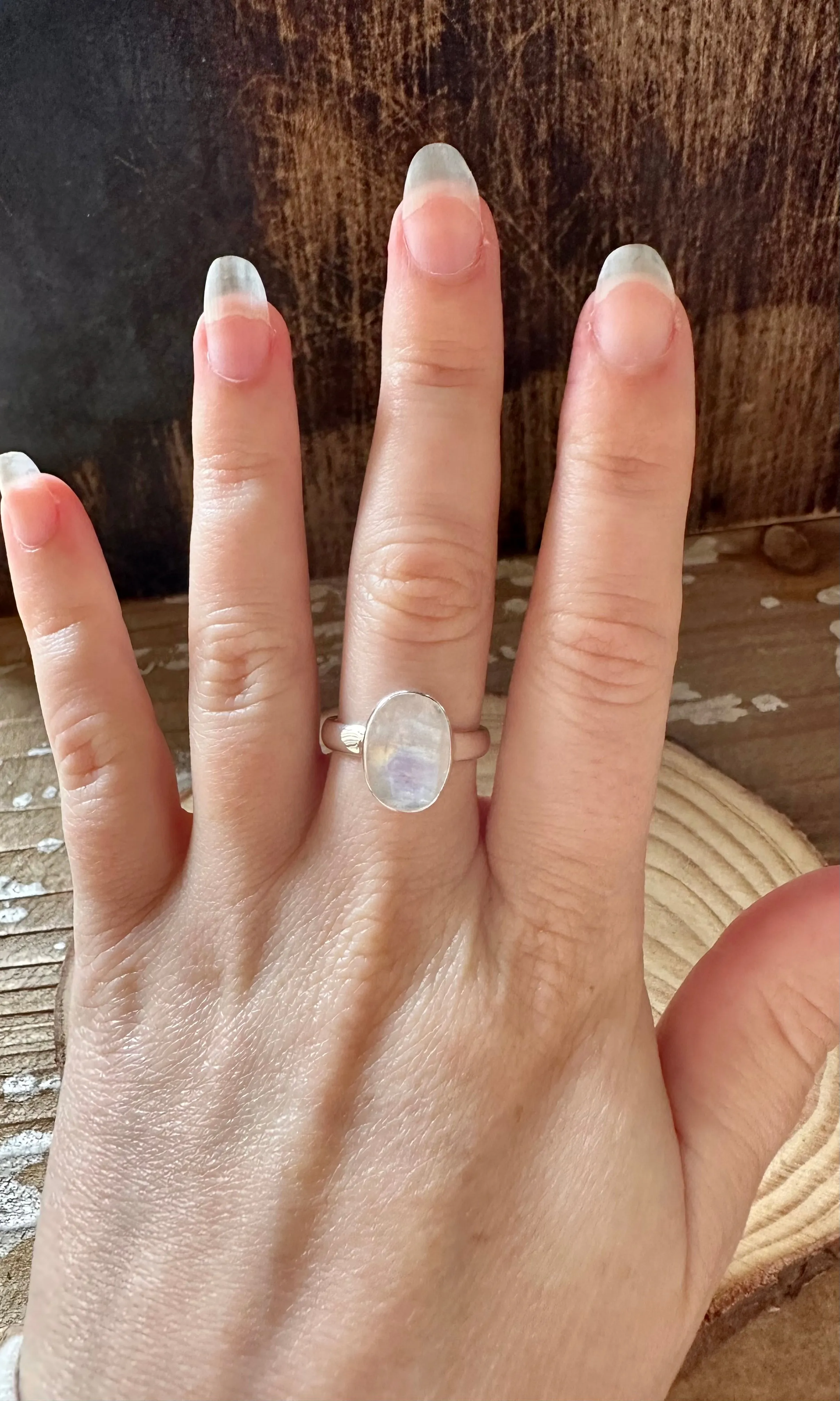 NEPTUNE MOONSTONE Sterling Silver Ring • Size 7