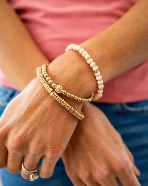 NEW! Gold and Cream Beaded Bracelet Set