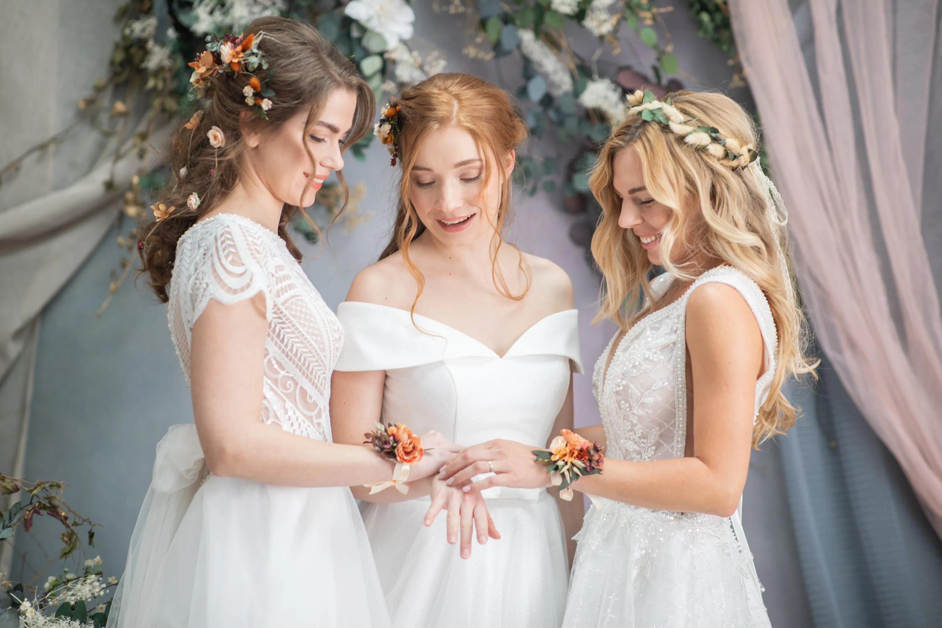 Orange bracelets for bride/bridesmaids