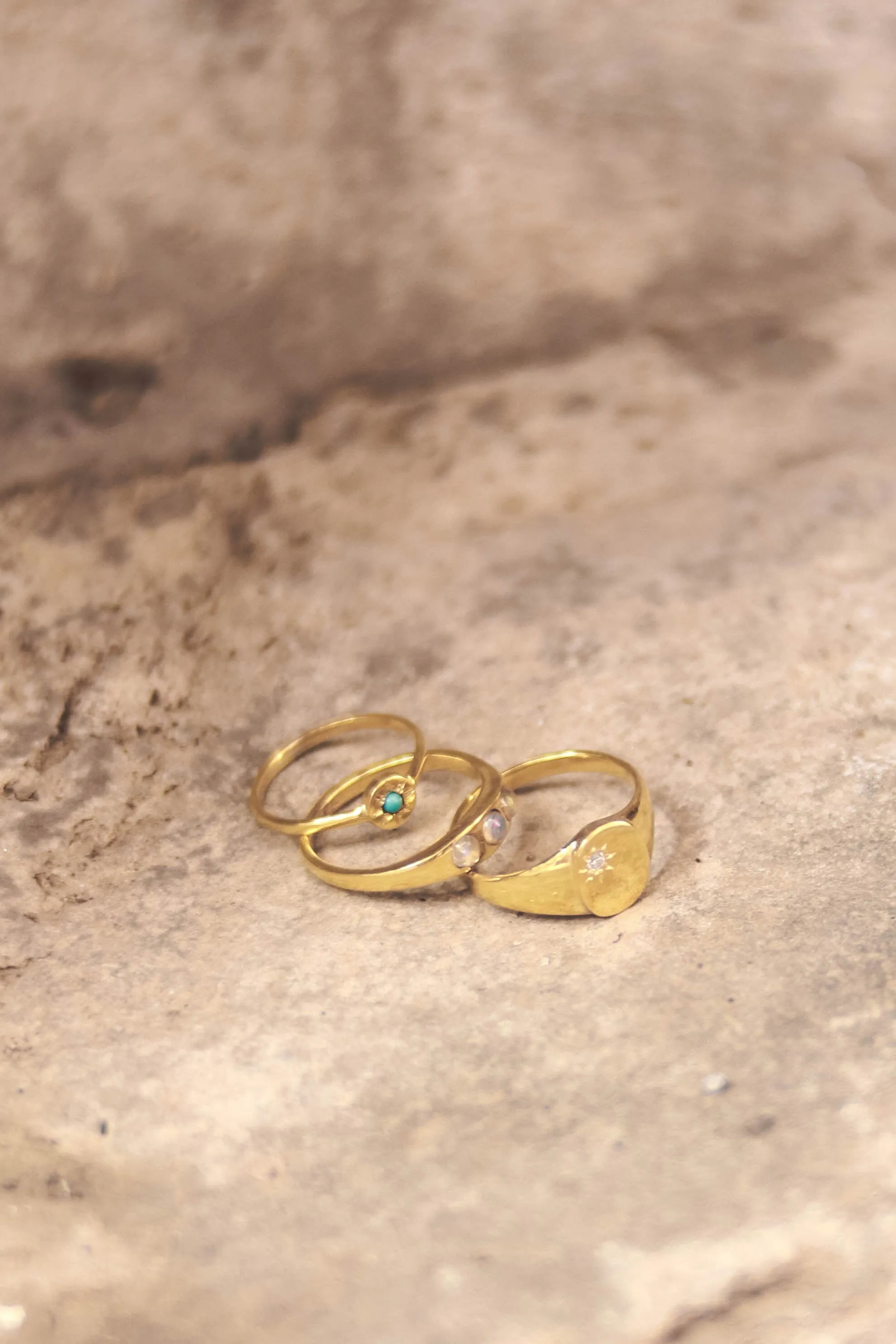 Oval Signet Ring with Diamond, Solid 14k Gold