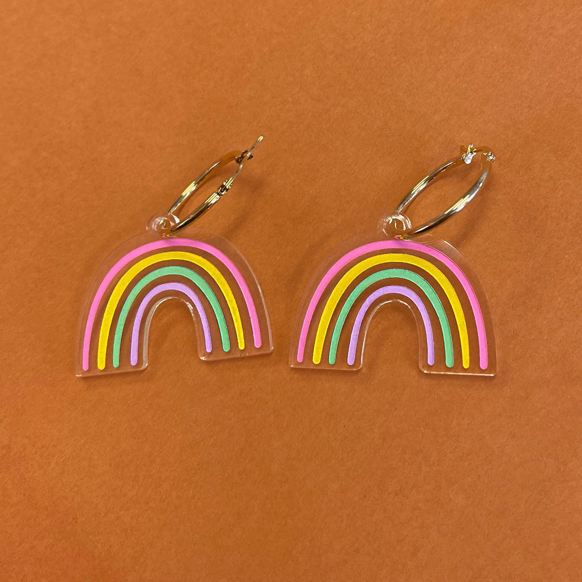 Pastel Rainbow Hoop Earrings