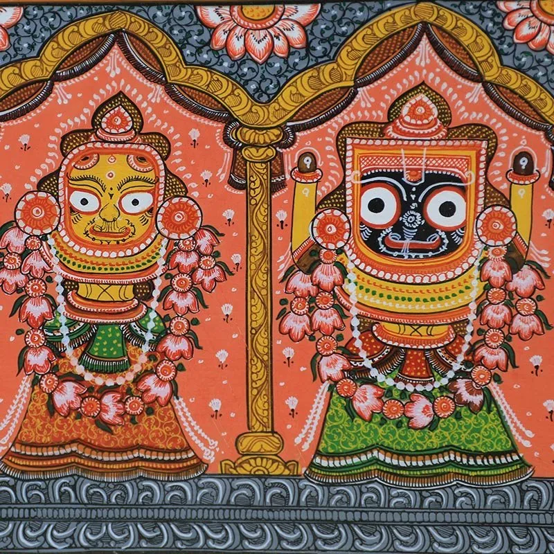 Pattachitra Painting of Lord Jagganath, Subhadra and Balabhadra