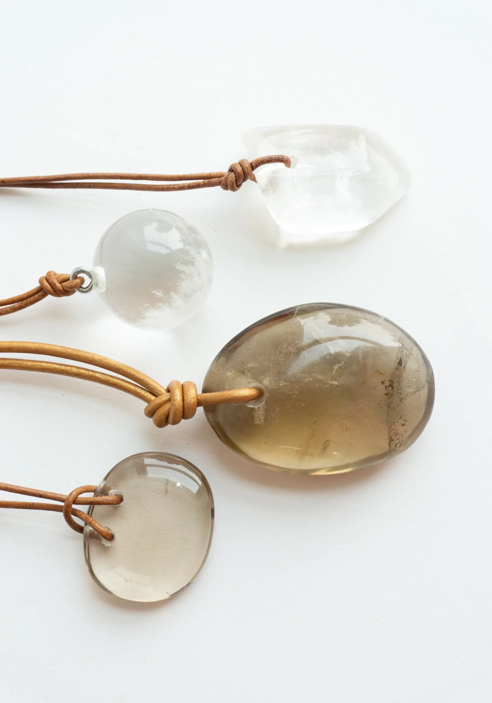 Rock Crystal and Smokey Quartz Necklaces