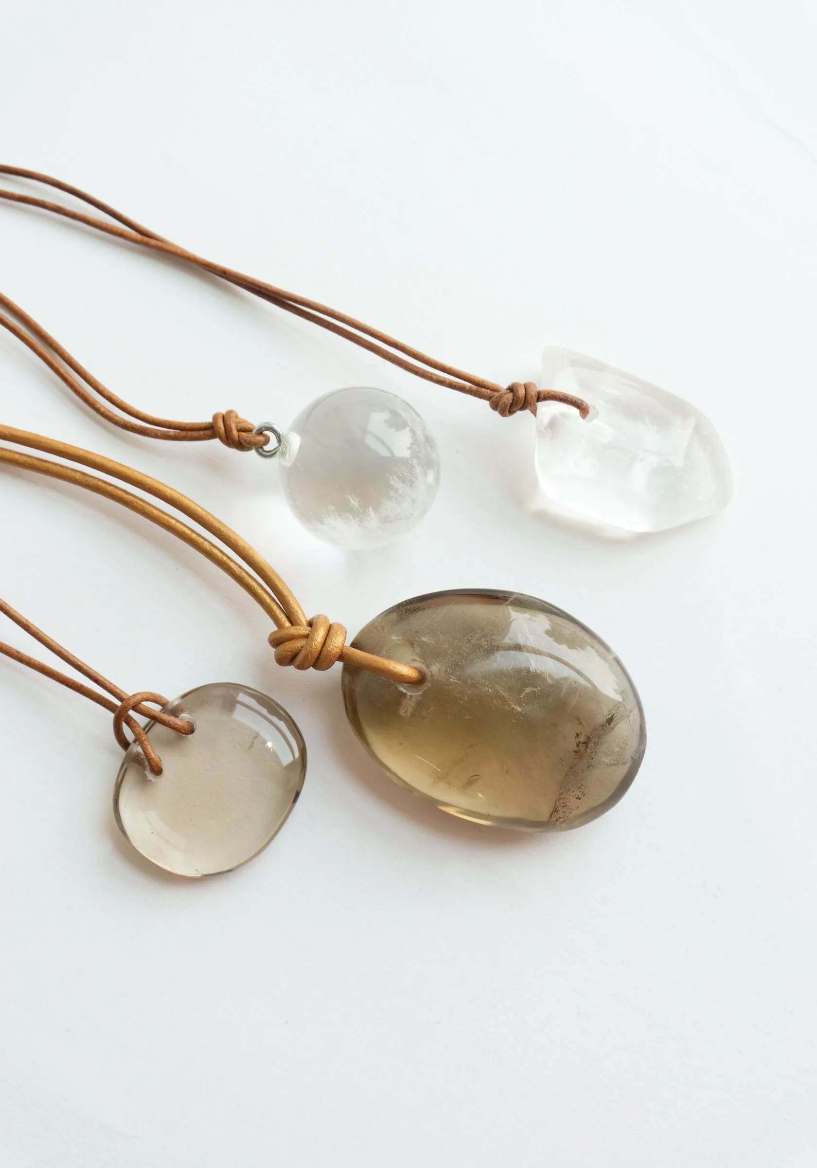 Rock Crystal and Smokey Quartz Necklaces