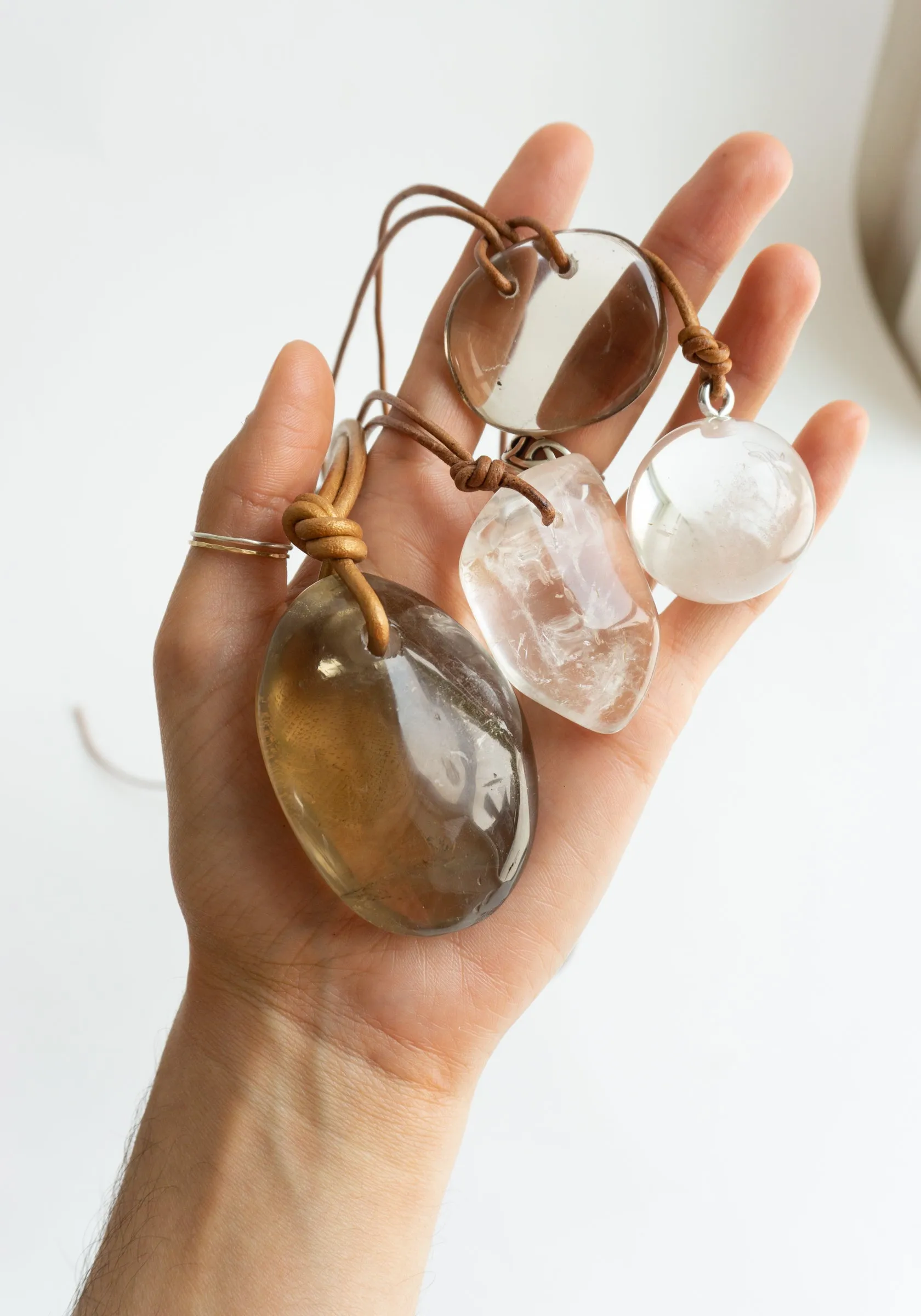 Rock Crystal and Smokey Quartz Necklaces