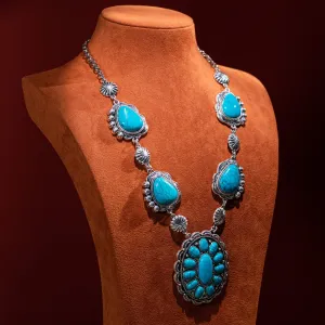 Rustic Couture Turquoise Concho Statement Necklace