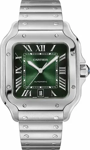 Santos De Cartier WSSA0062 Automatic Graduated Green Dial Steel Watch