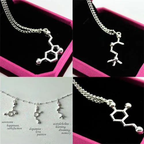 Serotonin, Dopamine, Acetylcholine Biochemistry Molecule Necklaces ***  Geeky Cute!