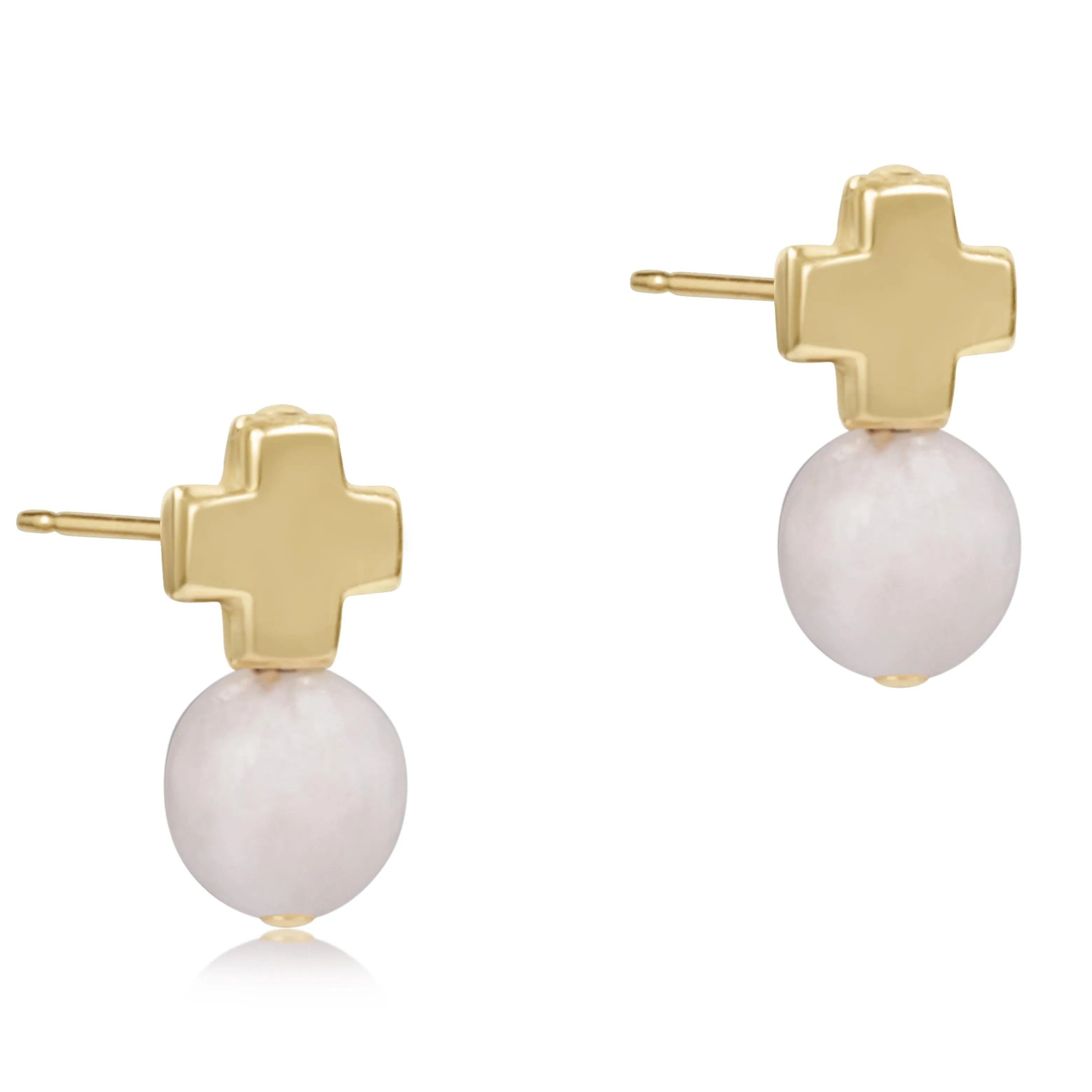 Signature Cross Gold Stud - Moonstone