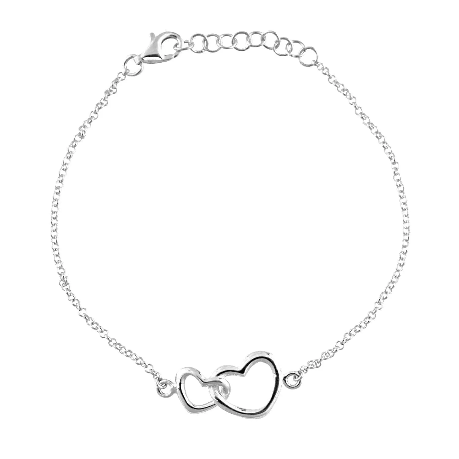 Silver Linked Hearts Bracelet