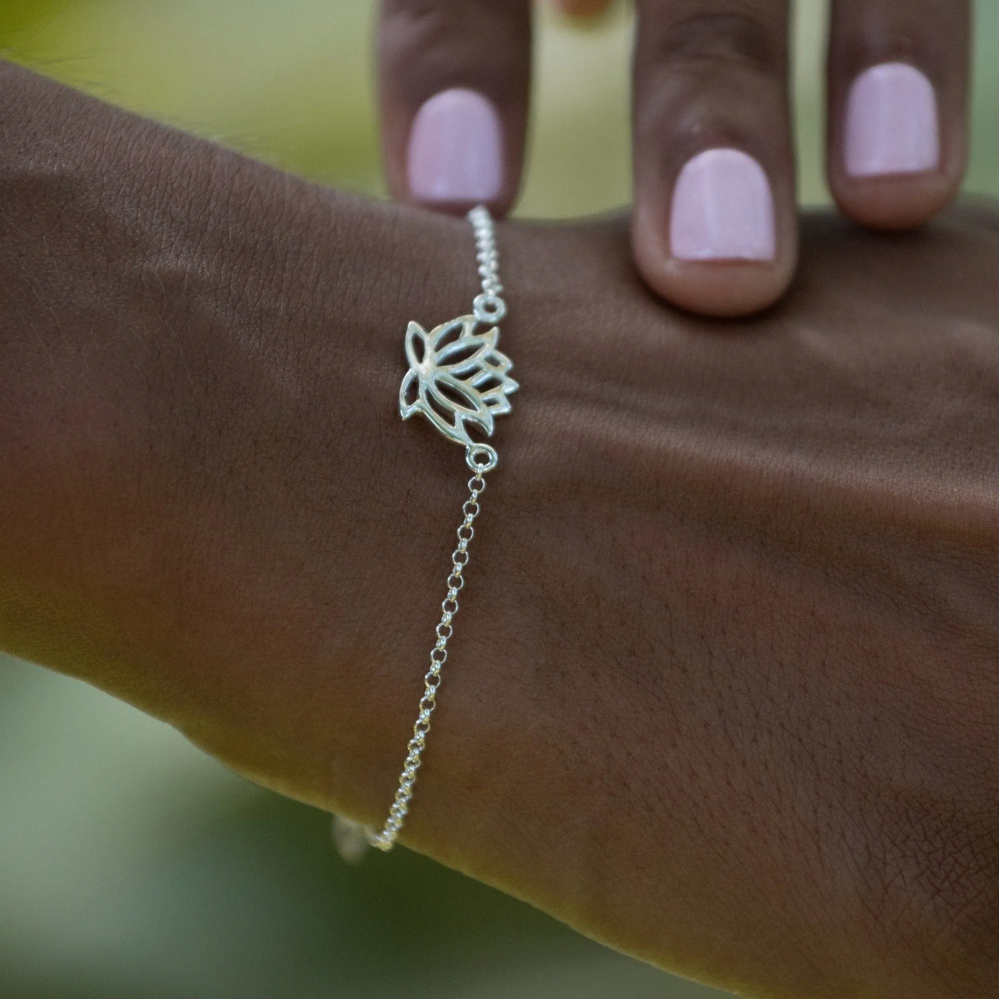 Silver Lotus Flower Bracelet