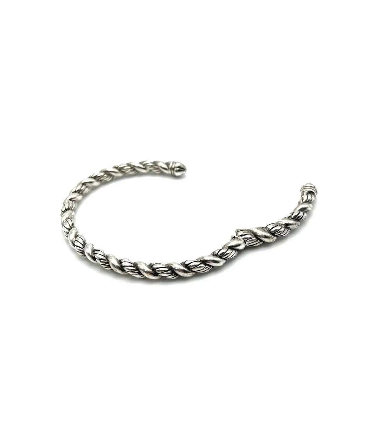 Size Hinged Silver Twisted Sterling Silver Jewelry Bracelet