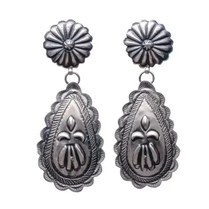 Sterling Silver Hand-Stamped Concho Earrings | Eugene Charley