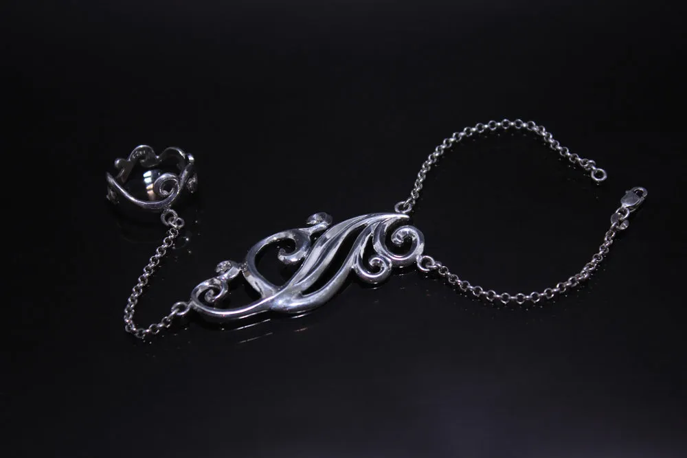 Sterling silver ring-chain bracelet "Filigree"