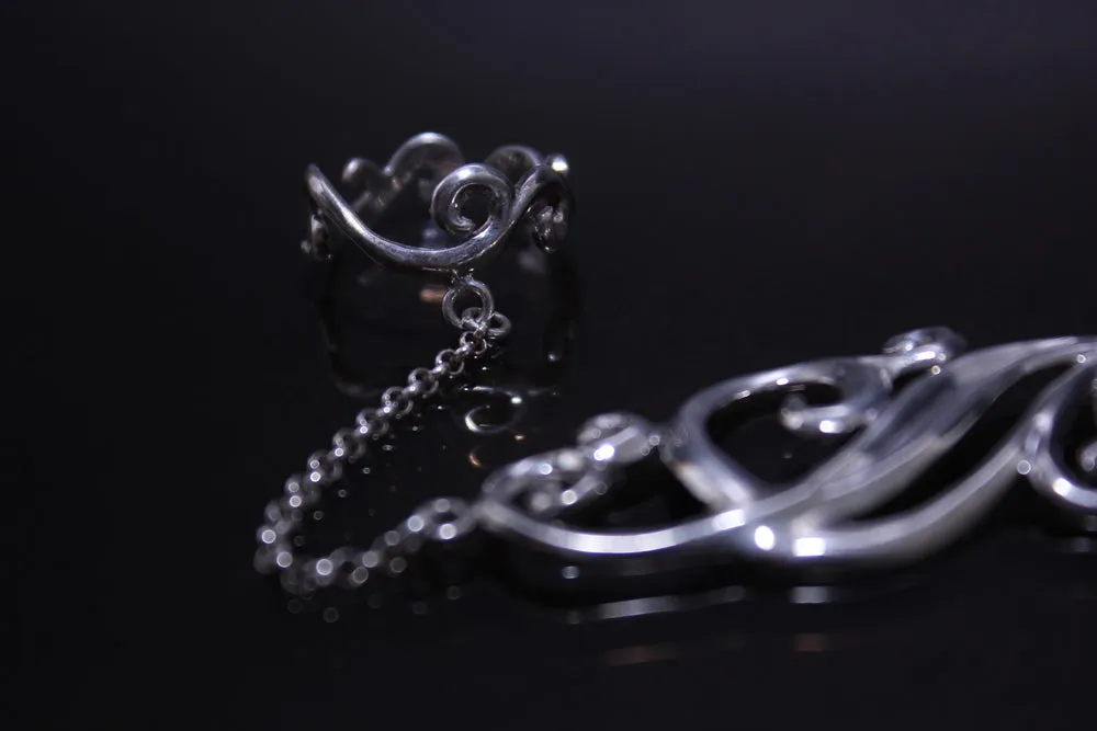 Sterling silver ring-chain bracelet "Filigree"