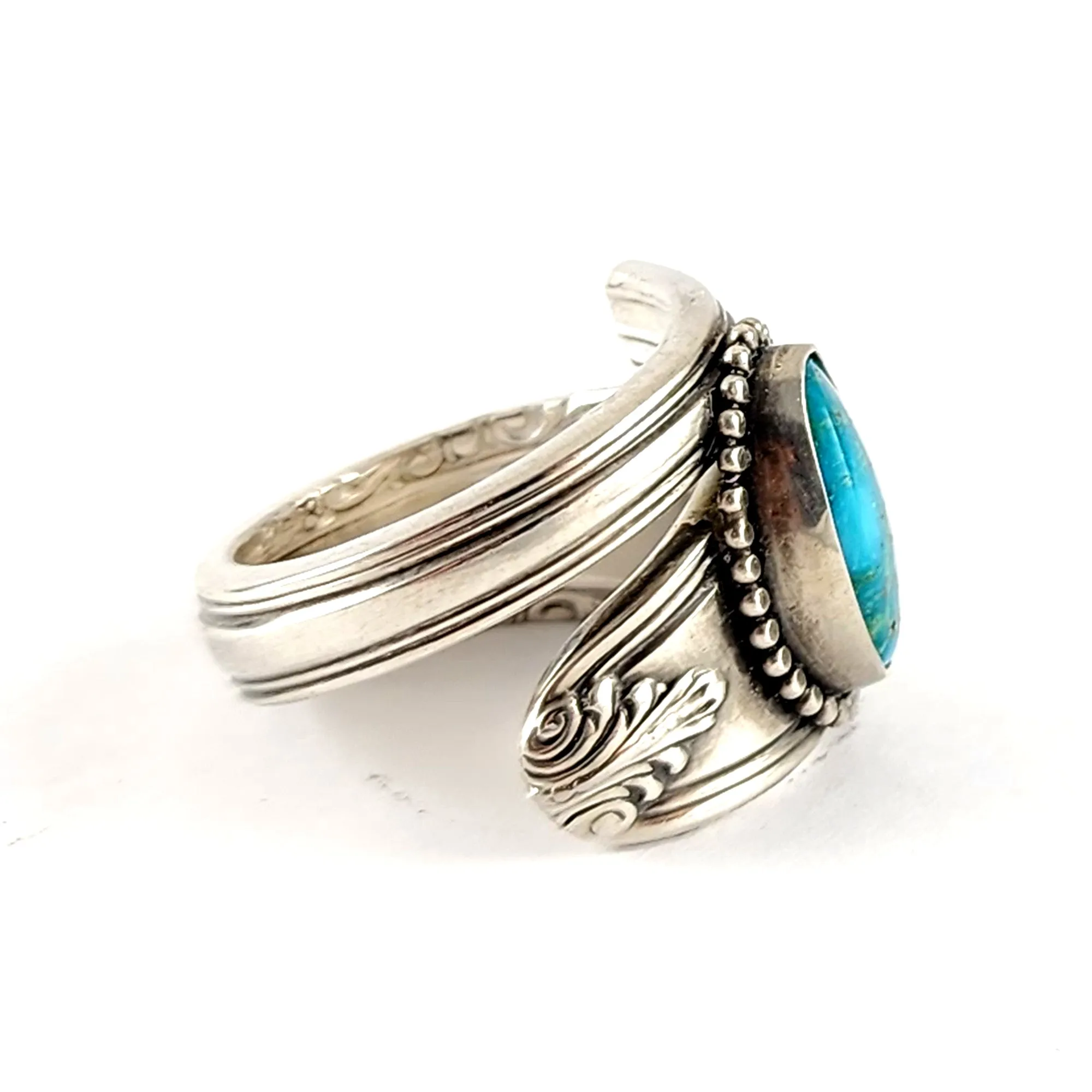 Sterling Silver Turquoise Spoon Ring Size 8