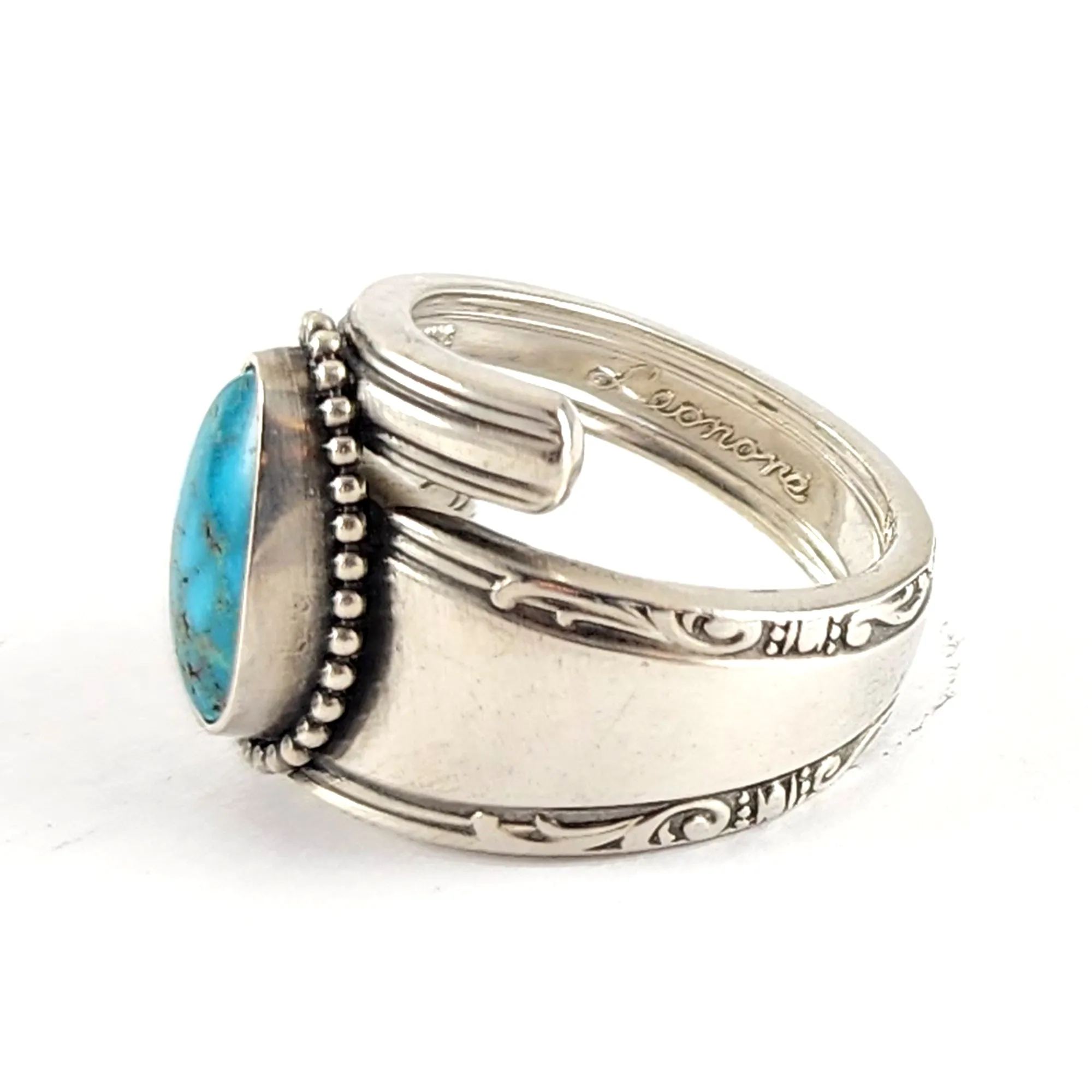 Sterling Silver Turquoise Spoon Ring Size 8