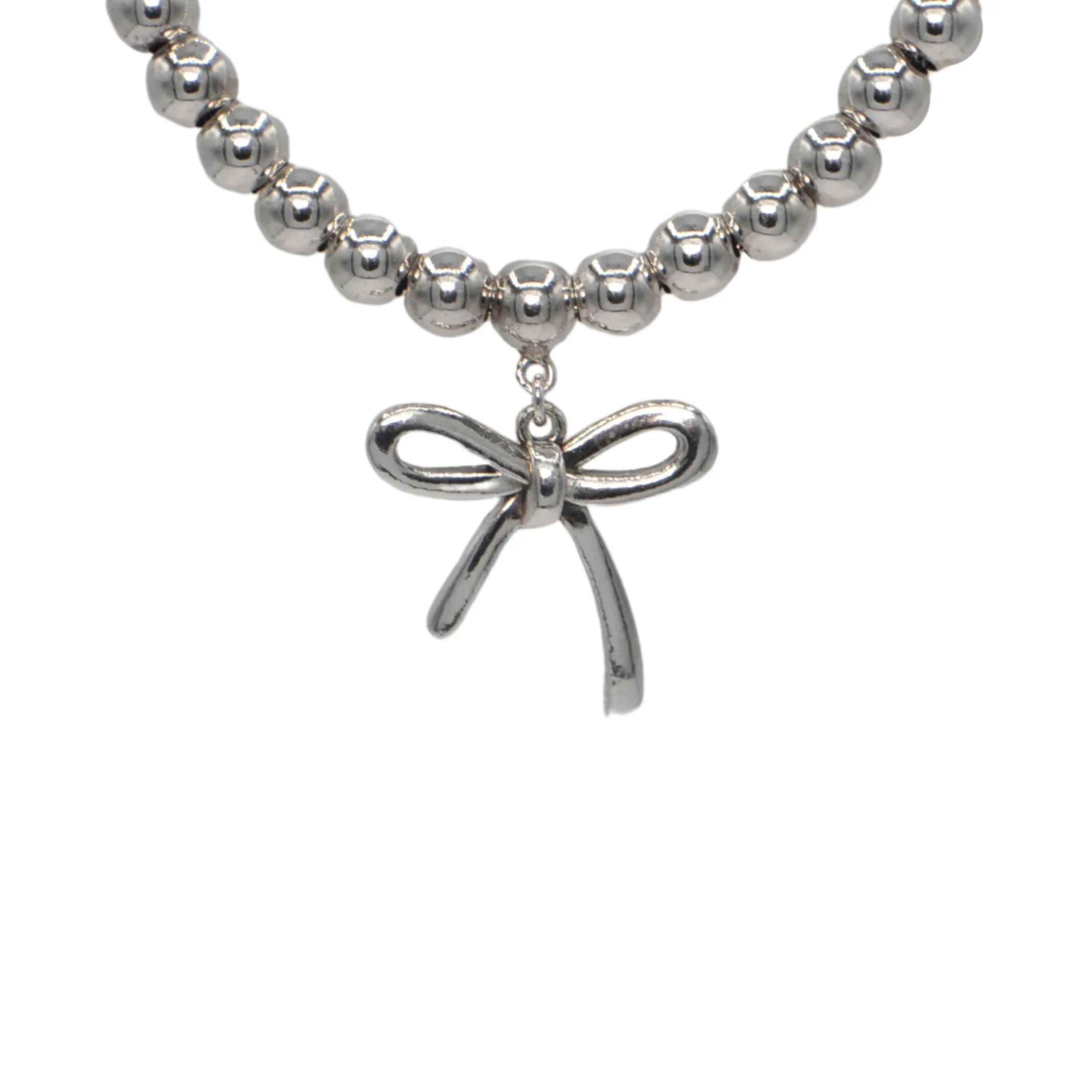 Elegant Tiffany & Co. Beaded Bow Bracelet in Silver