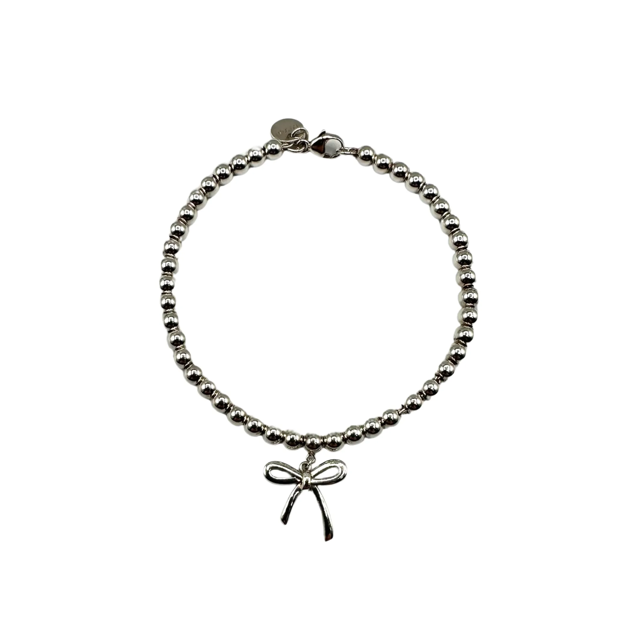 Elegant Tiffany & Co. Beaded Bow Bracelet in Silver