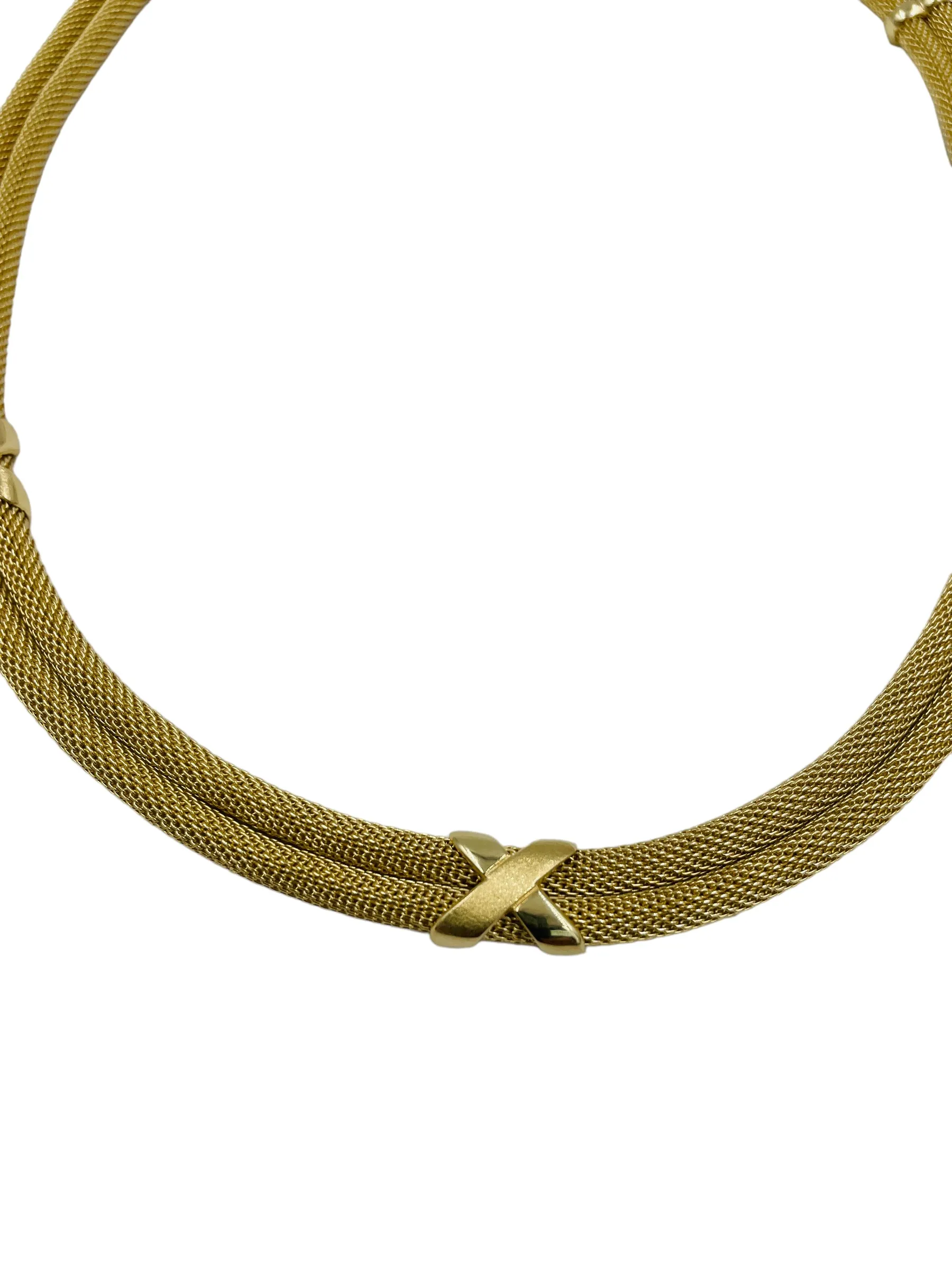 Two Row Mesh Yellow Gold Necklace