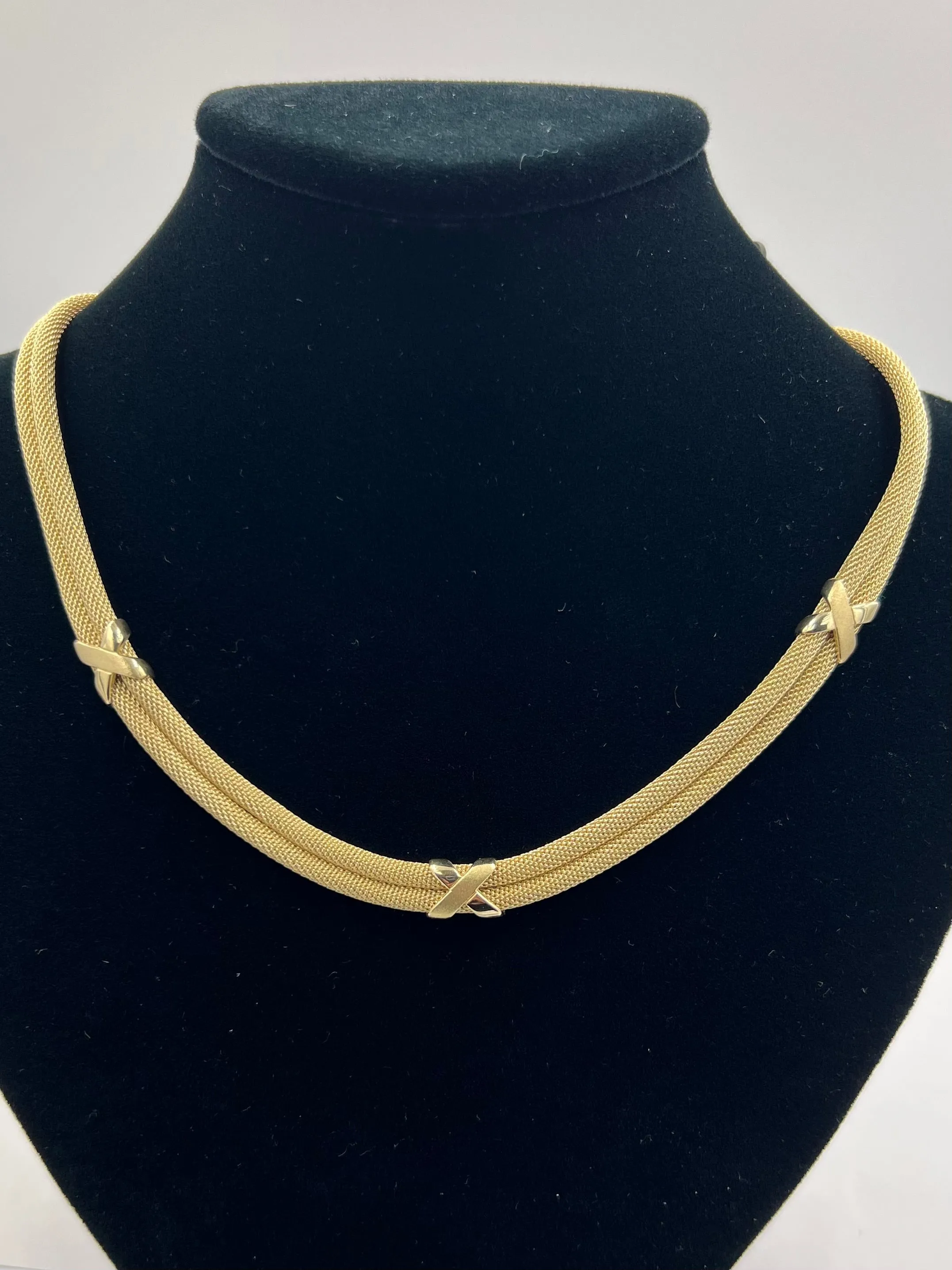 Two Row Mesh Yellow Gold Necklace