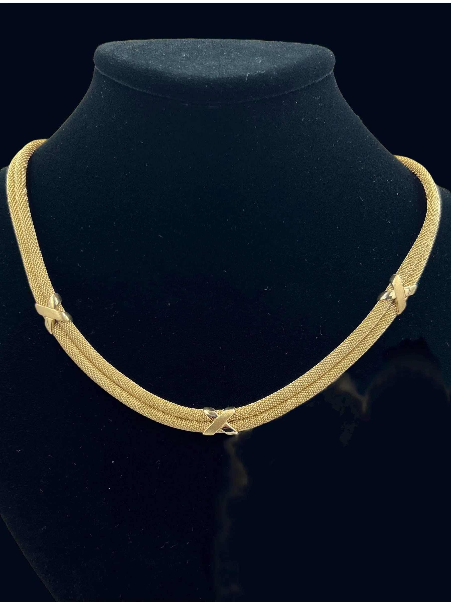 Two Row Mesh Yellow Gold Necklace