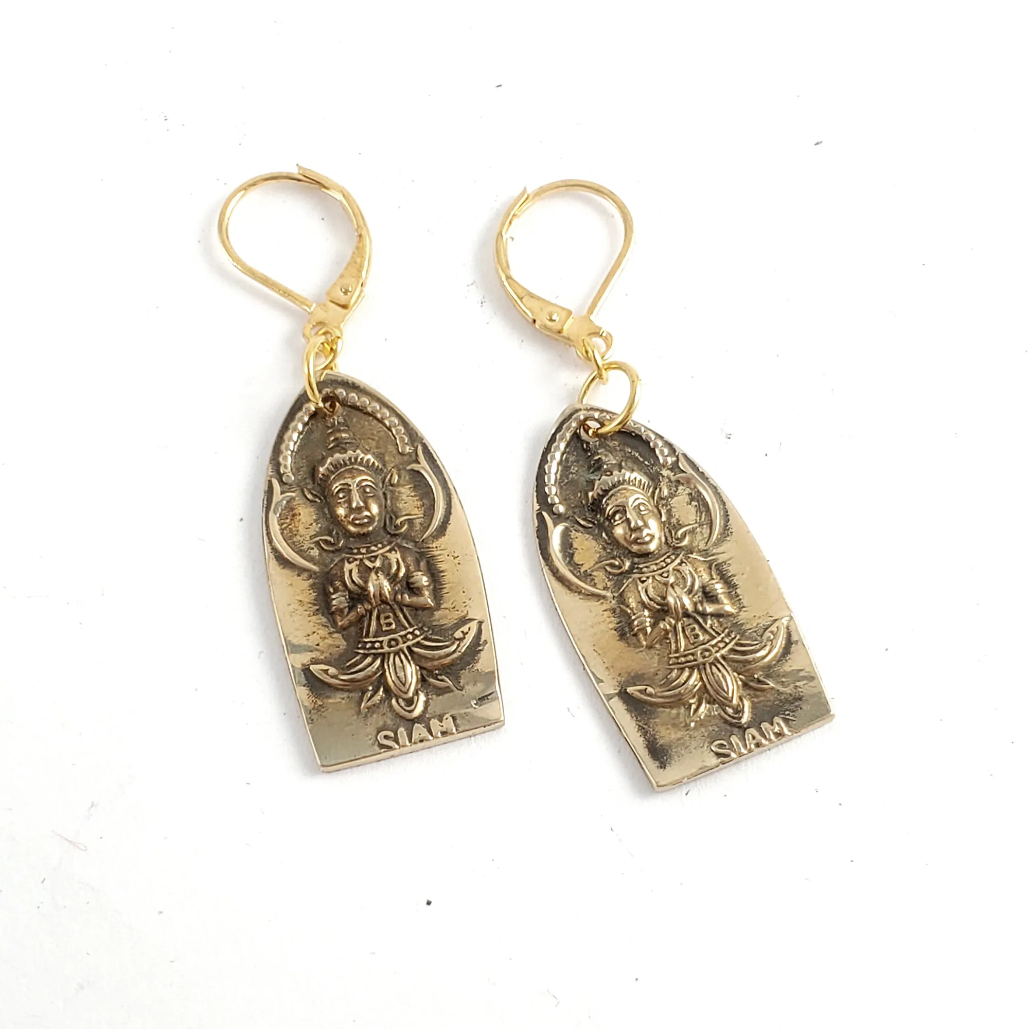 Vintage Siam Brass Spoon Earrings