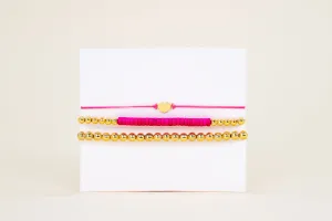 VITAMIN Gold Friends Bracelet (set) Pink Heart (14K)