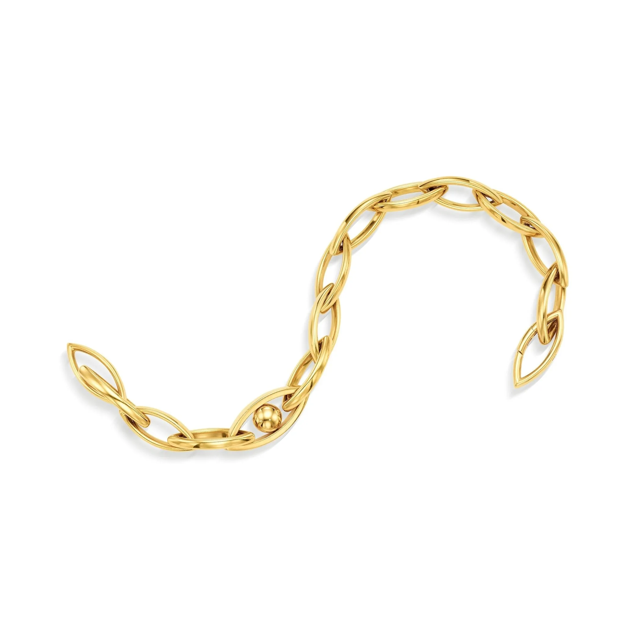 Yellow Gold Reflections Link Bracelet with White Diamonds