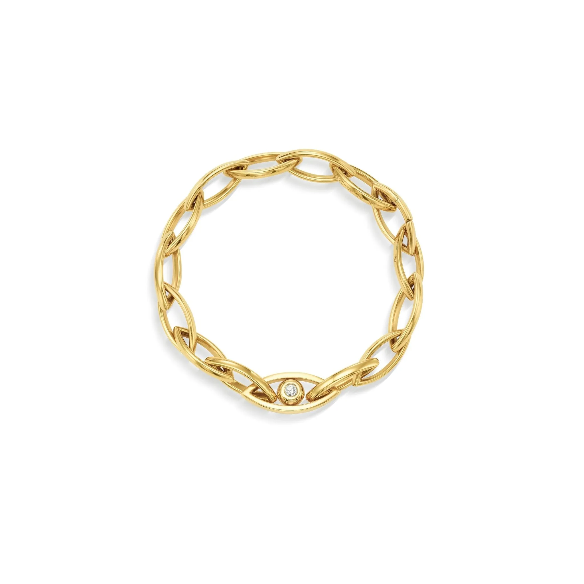 Yellow Gold Reflections Link Bracelet with White Diamonds